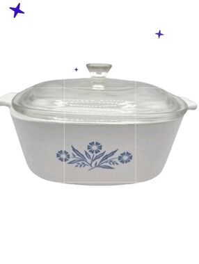 Corning Ware P-1 1/2- B Blue Cornflower 1.5 qt Casserole w/P-7-C-1 glass Lid Vtg